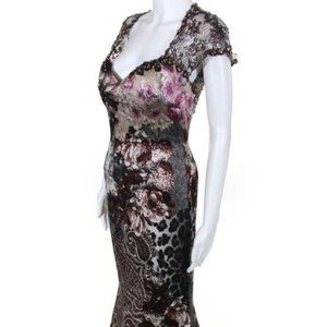 RENE RUIZ COLLECTION Full Length Gown Dress Sweetheart Neck Size 8 Saks Floral